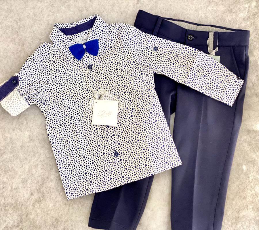 Camicia e pantalone coordinati per bambino di 2 anni