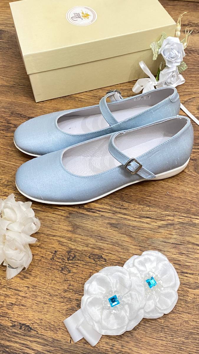 Scarpe ballerina da cerimonia color azzurro