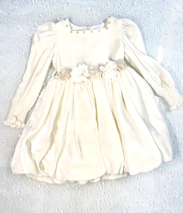 Vestito in velluto bianco per bambina